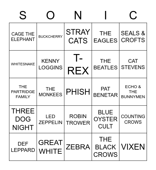 The Coyotes' Radio Bingo Card