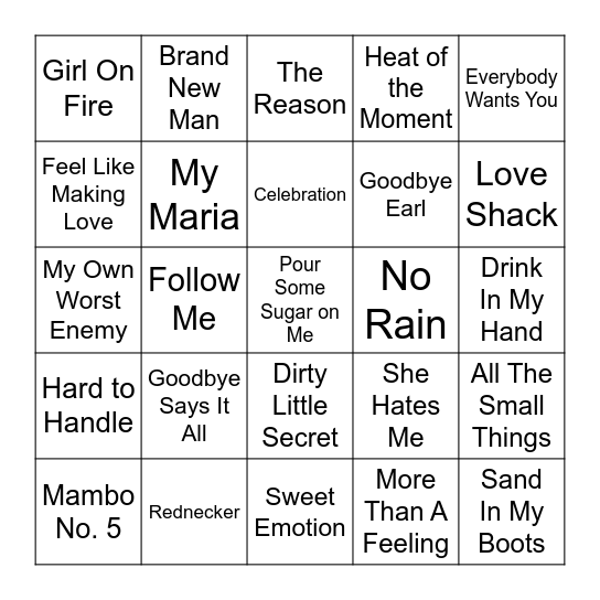 Singo - Mix 1a Bingo Card