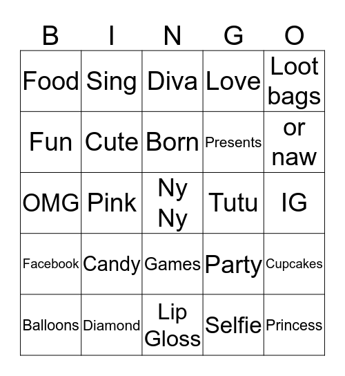 NY'S NY'S BIRTHDAY BINGO!!! Bingo Card