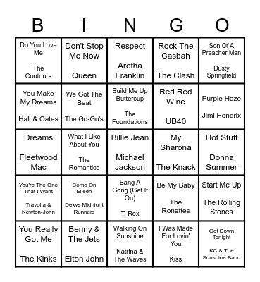 GPM Volunteer Music Bingo Card