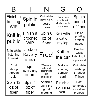 Stashdown Bingo Card