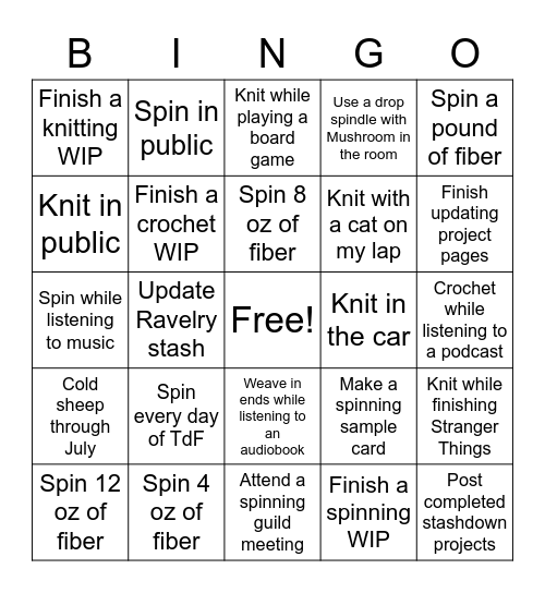 Stashdown Bingo Card