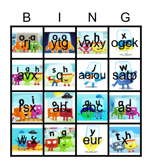 Alphablocks Bingo Phase 3 Bingo Card