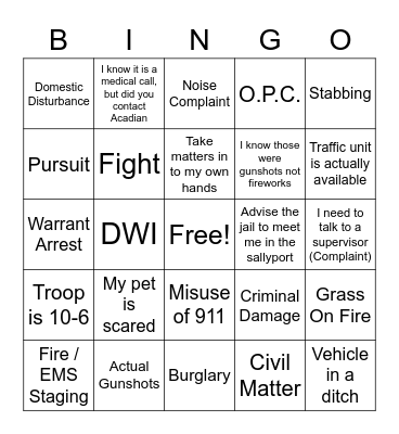 July 4th L.E. Bingo Card