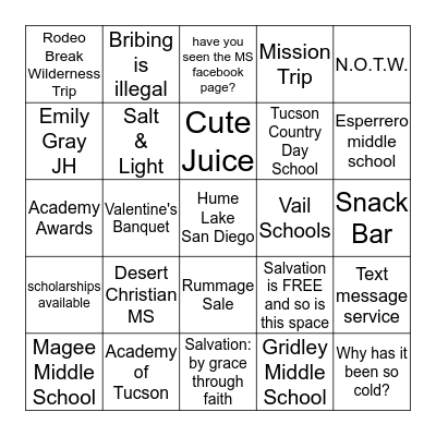 CCCMS Bingo Card