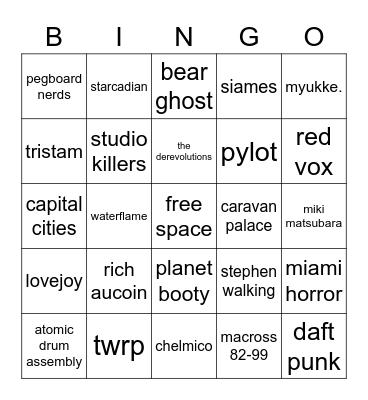 puff music bingo Card