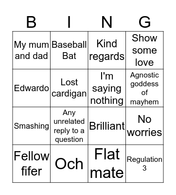 Pendrah Bingo Card