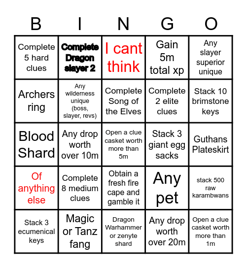 Dumptrux pvm bingo! Bingo Card