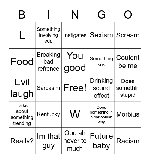 Game Bingo Card