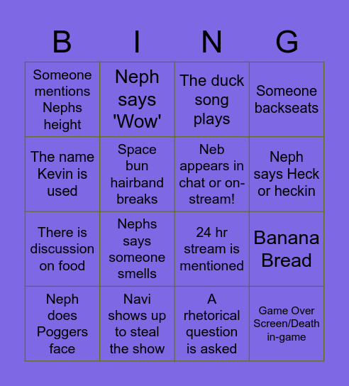 Neph Bingo Card
