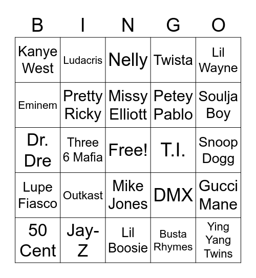 2000s Hits with a twist Bingo Card