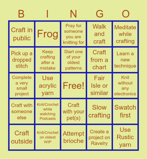 Tag Your WIPs July 2022 Bingo Card