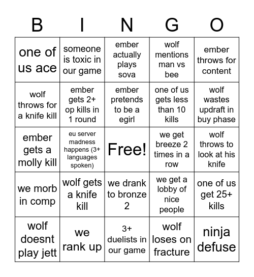 valorant bingo lol Bingo Card