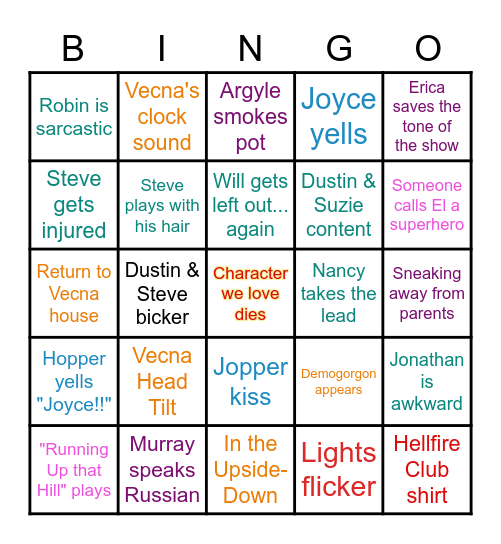 Stranger Things Vol. 2 Bingo Card