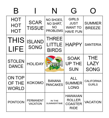 Summer Vacation Vibes Bingo Card