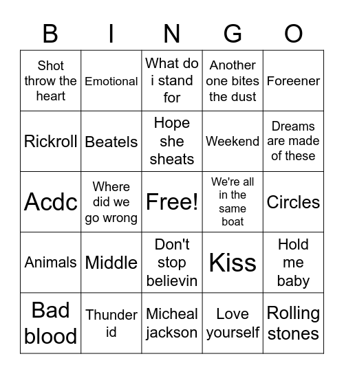 WYGO 99.5 Bingo Card