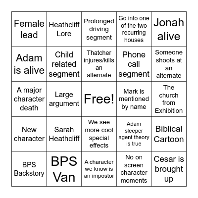 Mandela Vol/Season 4 Bingo Card