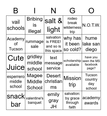 Core Group BINGO Card