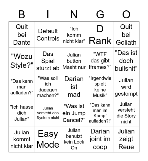 julian dmc bingo Card