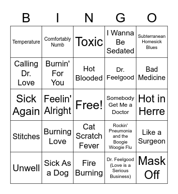 in sickness and in health Bingo Card