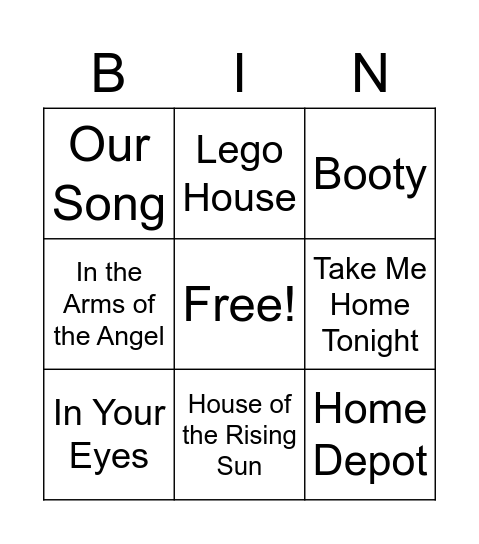 Body Parts Bingo Card