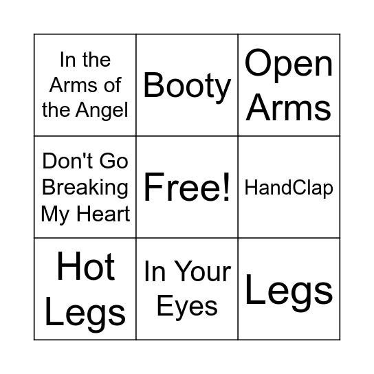 Body Parts Bingo Card