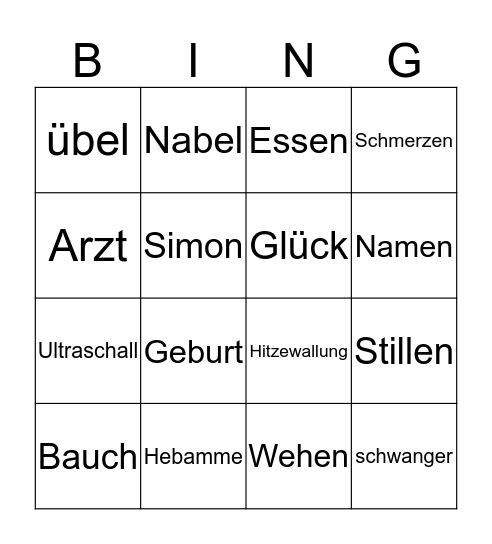 It's a Baby  Bingo Card