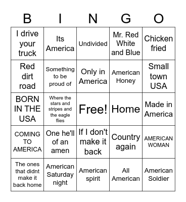 American Made Bingo Card