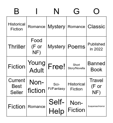 OT -2022 Reading BINGO Card