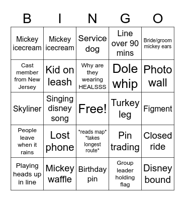 Disney Bingo Card