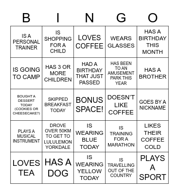 FIND SOMEONE WHO... Bingo Card
