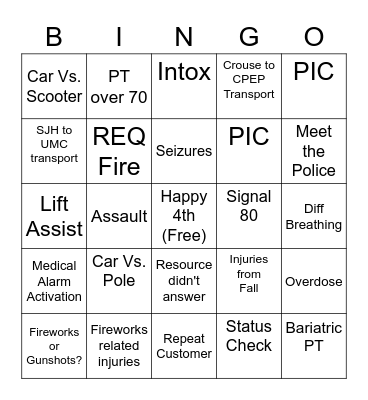 4th of July Bingo! Bingo Card