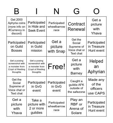 Aphyrian 6th Anniversary Bingo Card