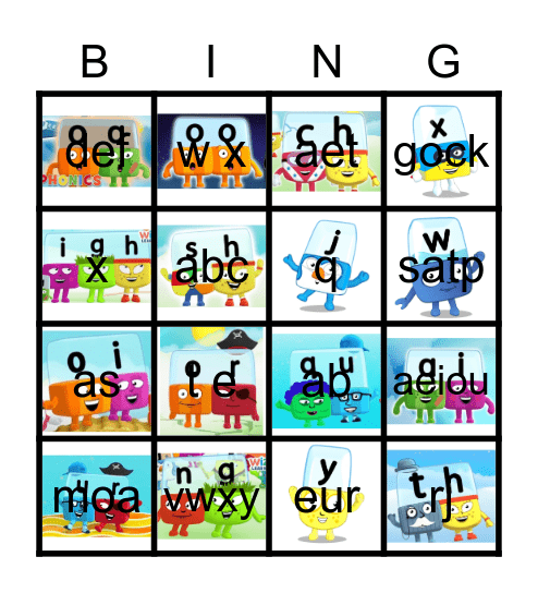 Alphablocks Bingo Phase 3 Bingo Card