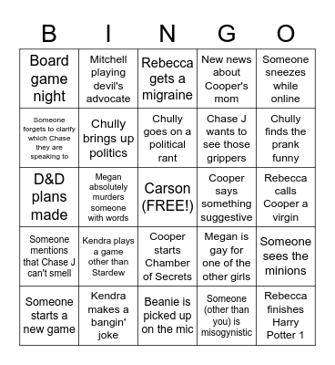 Untitled Bingo Card