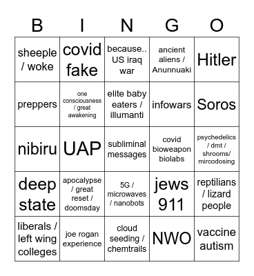 Conspiracy Bingo Card