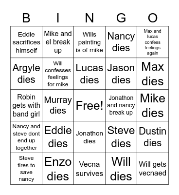 volume 2 Bingo Card