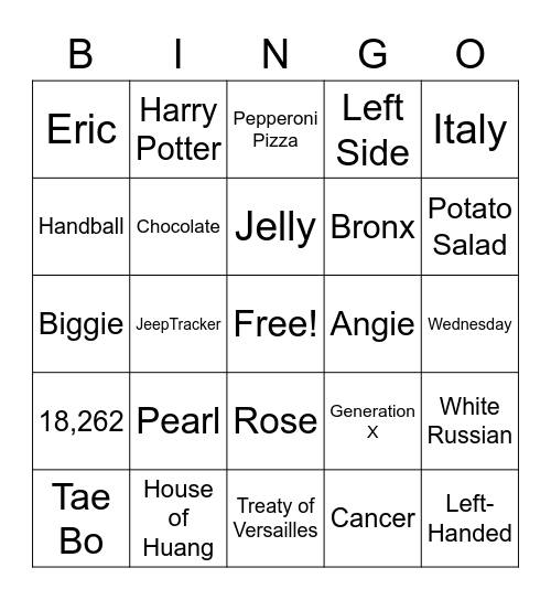 All About Magaly Bingo Card