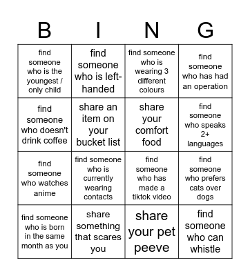🤩 human bingo! 🤩 Bingo Card