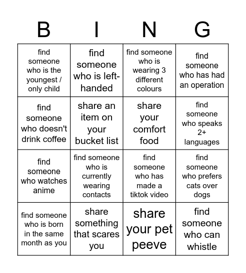 🤩 human bingo! 🤩 Bingo Card