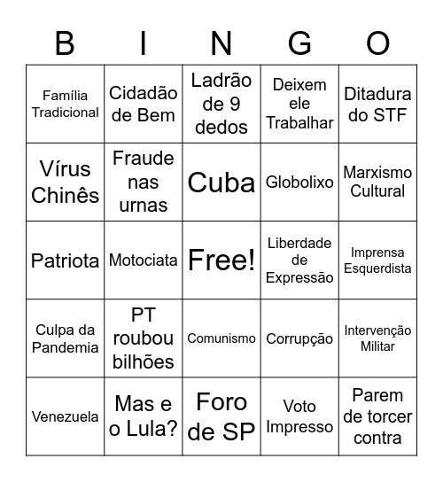 Bingo Bolsonarista Bingo Card