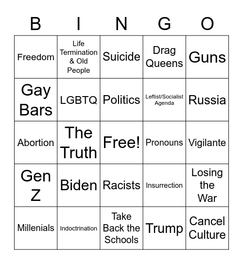 Church Bingo Card