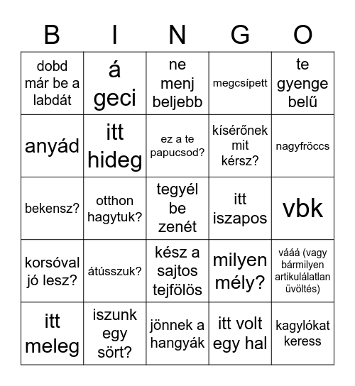 Kistolmácsi Bingo Card