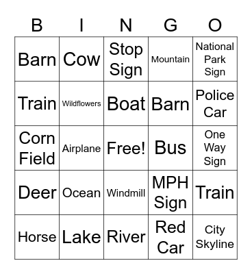 Camp Road Trip Bingo Card