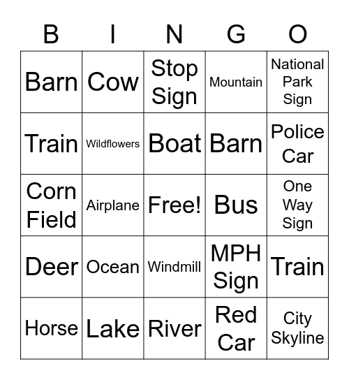 Camp Road Trip Bingo Card