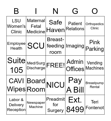 Wayfinding Wonders Bingo Card