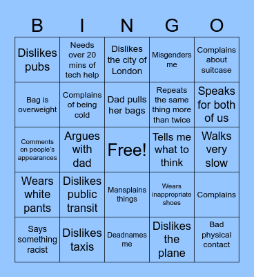 Vacation BINGO Card