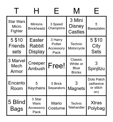 Sell-This-Theme Bingo Card