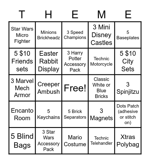 Sell-This-Theme Bingo Card