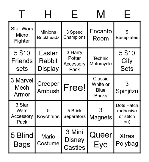 Sell-This-Theme Bingo Card